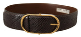 Dolce & Gabbana Brown Exotic Leather Gold Oval Buckle Belt -   -  Dolce & Gabbana.